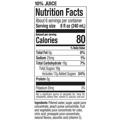 Tropicana Refreshers Peach Pineapple Juice Drink 46 Fl Oz