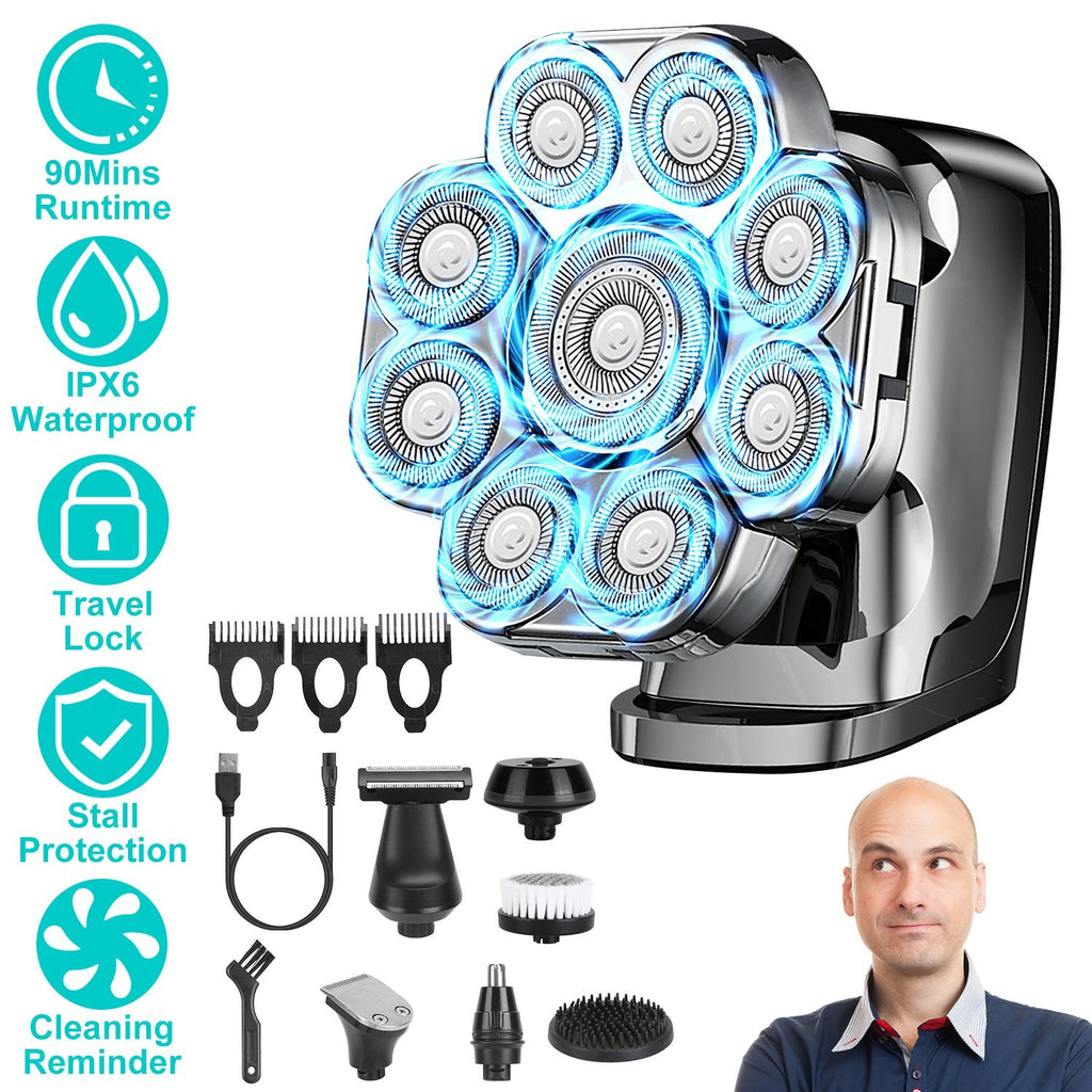 6-in-1 Rechargeable Electric Head Shaver & Grooming Kit