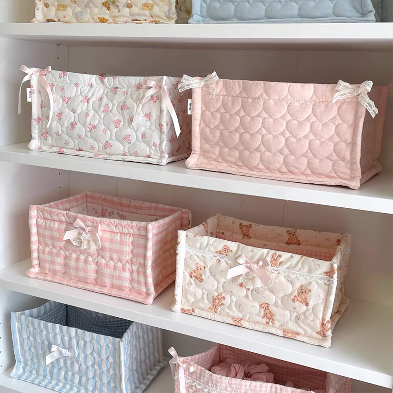 Quilted Square Desktop Storage Basket