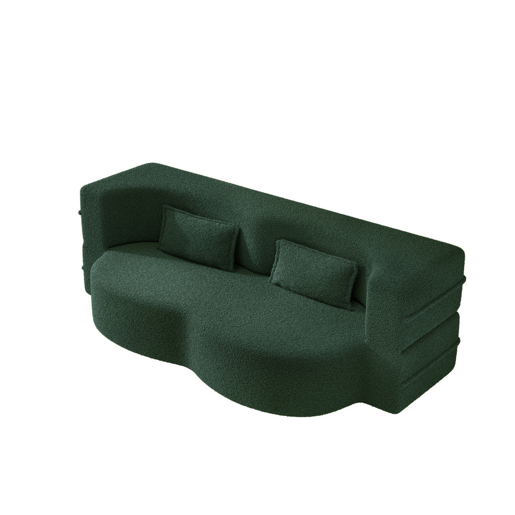 Modern Floor Sleeper Sofa Bed with 2 Pillows - Convertible Twin Size Folding Futon