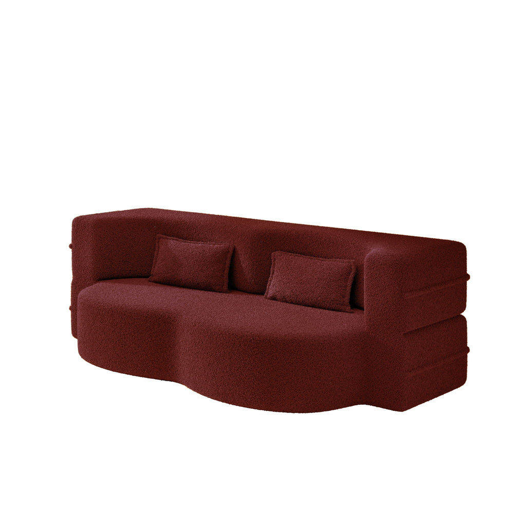 Modern Floor Sleeper Sofa Bed with 2 Pillows - Convertible Twin Size Folding Futon