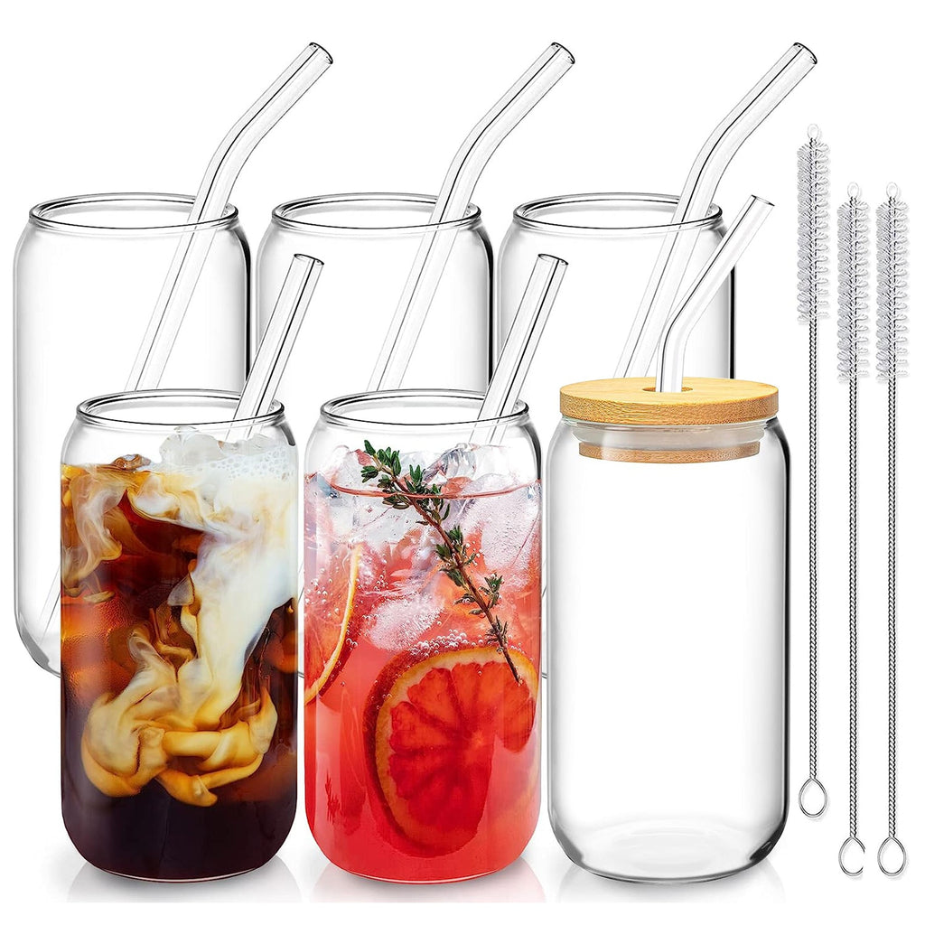 6Pcs Mason Jar Cups with Lid 16OZ