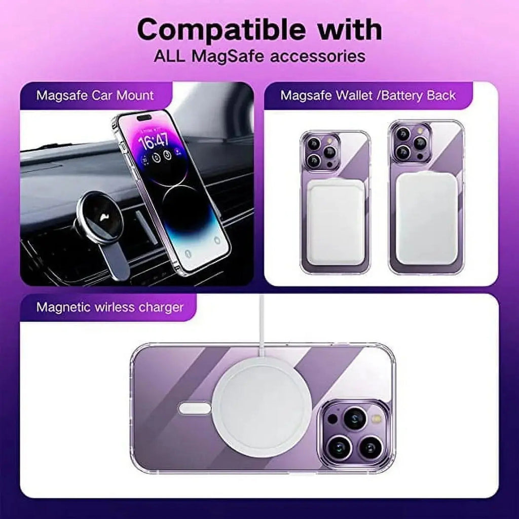 Entronix Bundle Compatible with iPhone 14 Plus - [Magnetic] Clear Case, 1 Clear Screen Protector & 1 Camera Lens Protectors