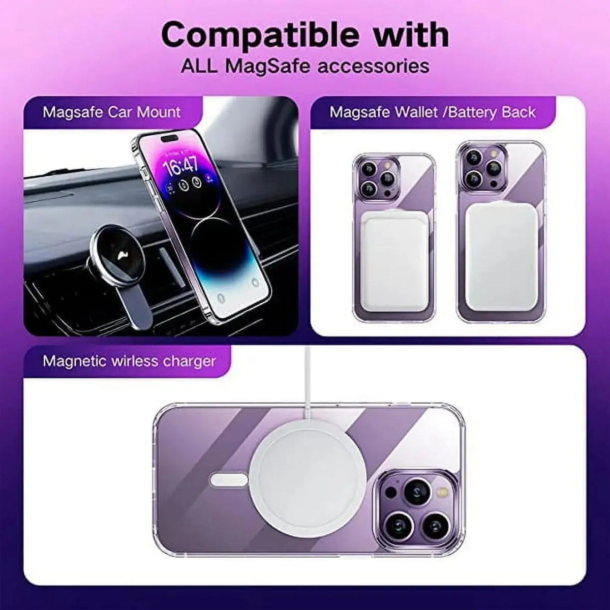 Entronix Bundle Compatible with iPhone 14 Plus - [Magnetic] Clear Case, 1 Clear Screen Protector & 1 Camera Lens Protectors