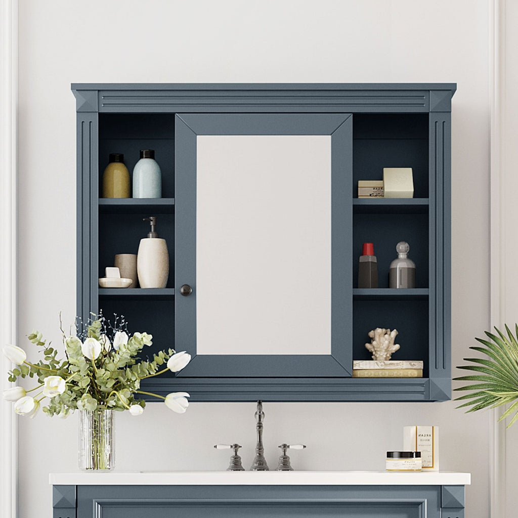 Bathroom Wall Cabinet with Mirror & Towel Rod