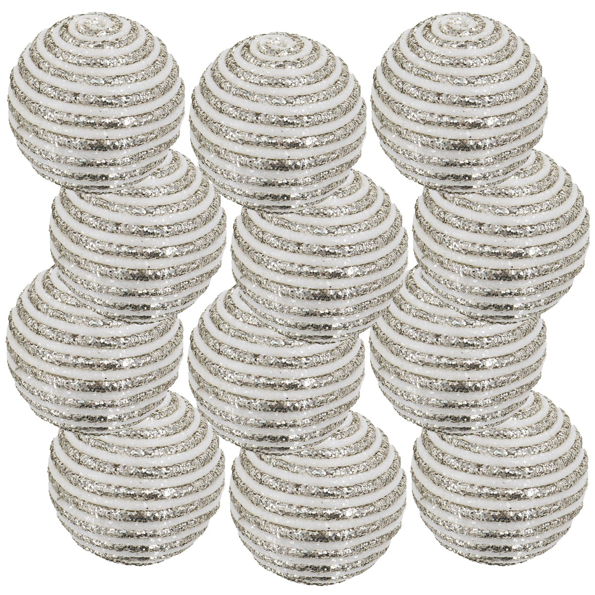 Christmas Ball Ornaments Set of 12 with Lightweight Construction - Pearl Silver or Red