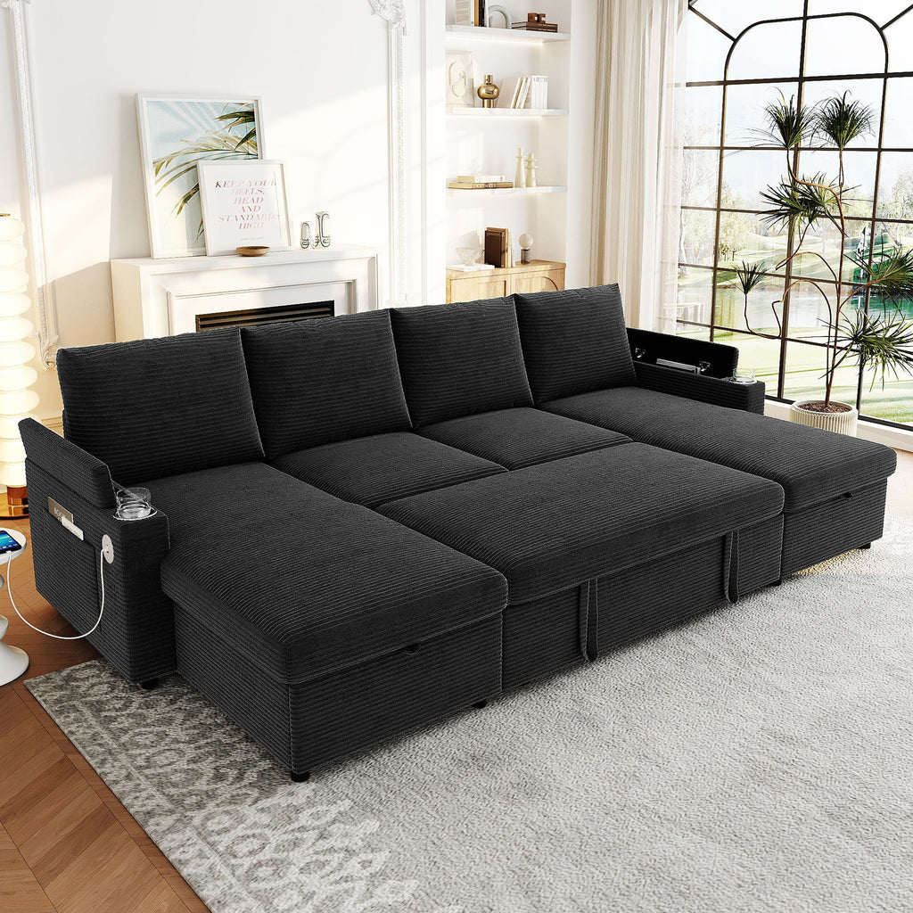 U Shaped Sectional Sofa Bed with