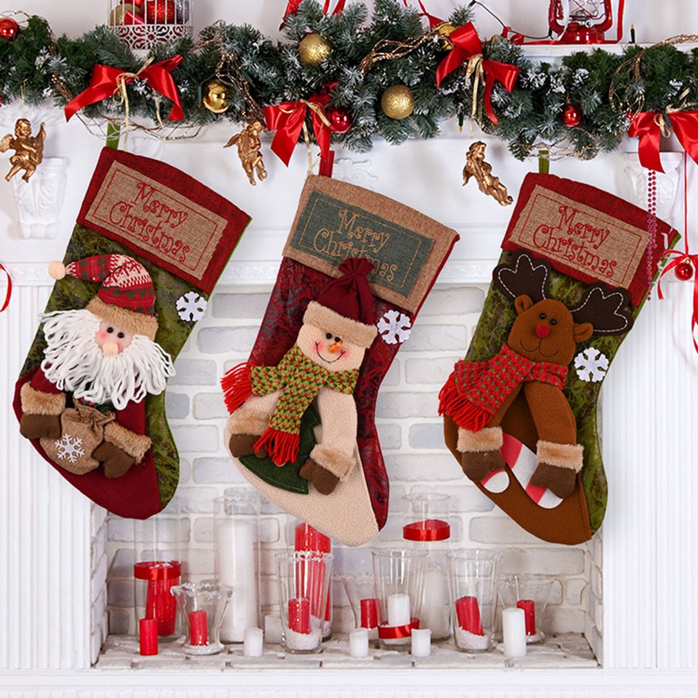 Santa, Snowman & Reindeer Christmas Stocking