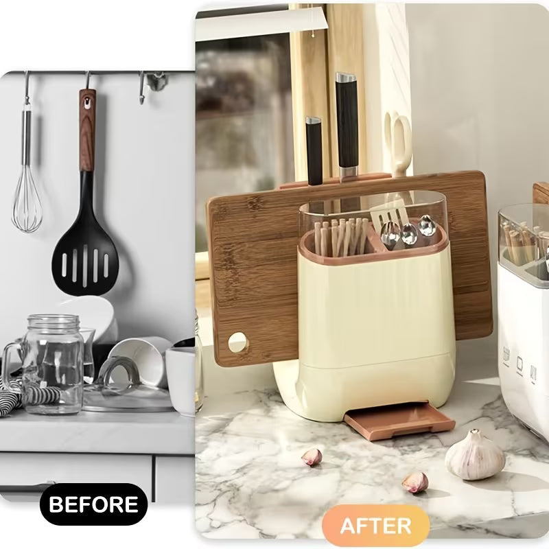 Countertop Utensil Organizer with Chopping Board Stand