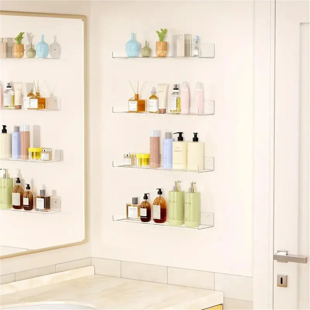 1/2pcs 11.8inch Clear Acrylic Shelves, Wall Mounted Storage for Kitchen, Bathroom, Office - Home Organization and Decor
