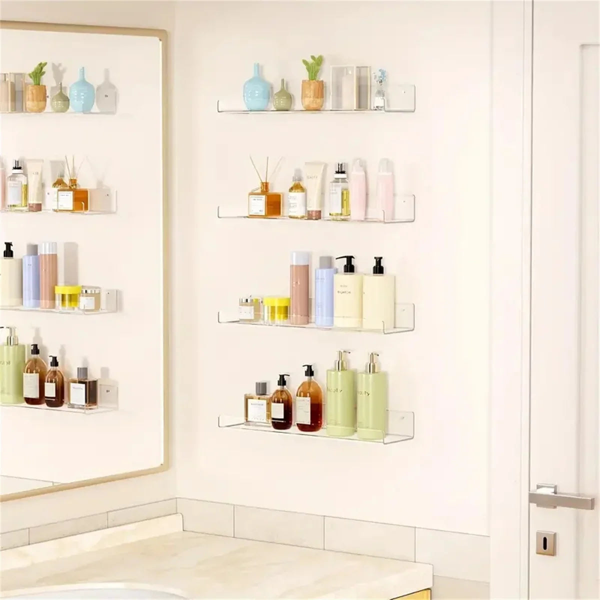 1/2pcs 11.8inch Clear Acrylic Shelves, Wall Mounted Storage for Kitchen, Bathroom, Office - Home Organization and Decor