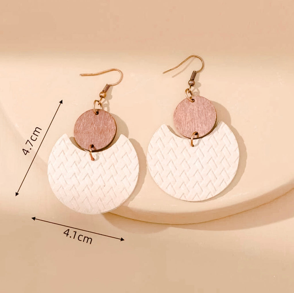 Beautiful Wood and Cream Drop Earrings