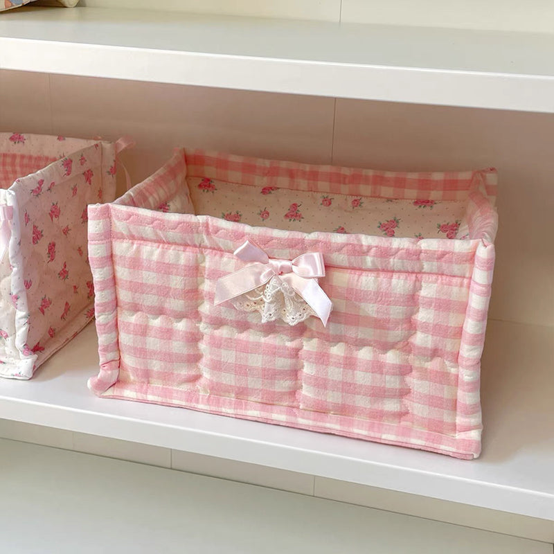 Quilted Square Desktop Storage Basket