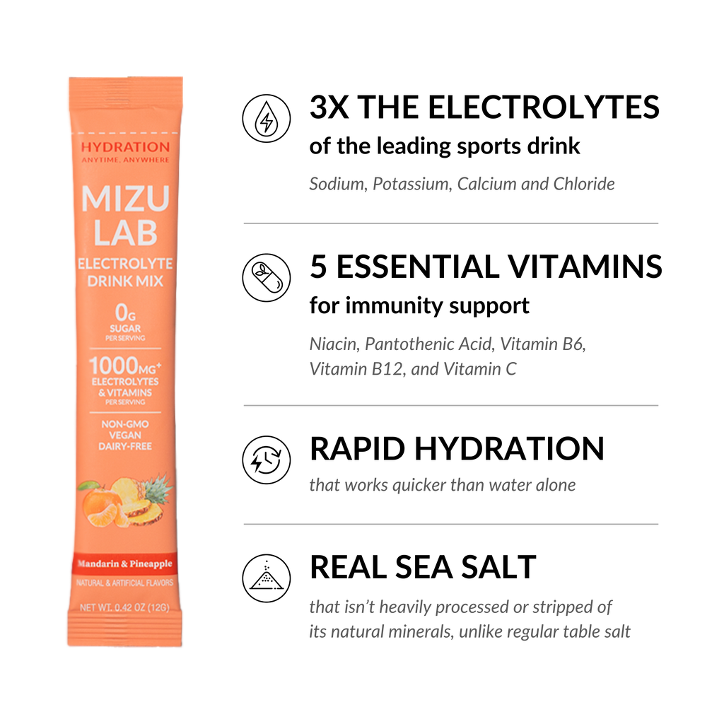 Mandarin Orange & Pineapple Electrolyte Drink Mix – Zero Sugar, 15 Sticks
