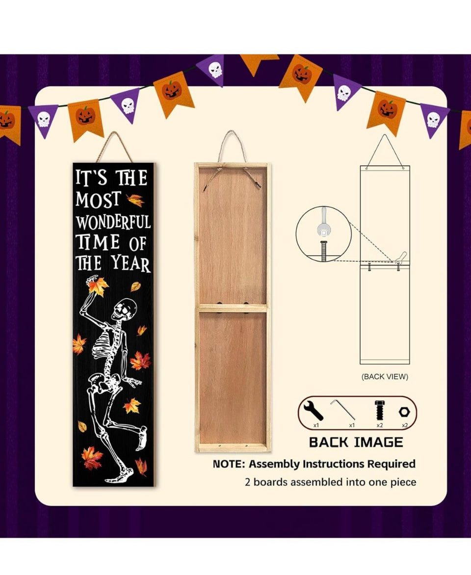 WUAHON Halloween Skull Porch Sign, Open-Box New