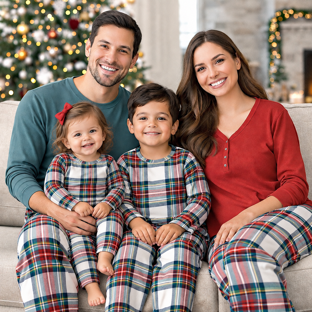Christmas Plaid Matching Family Bamboo Pajamas