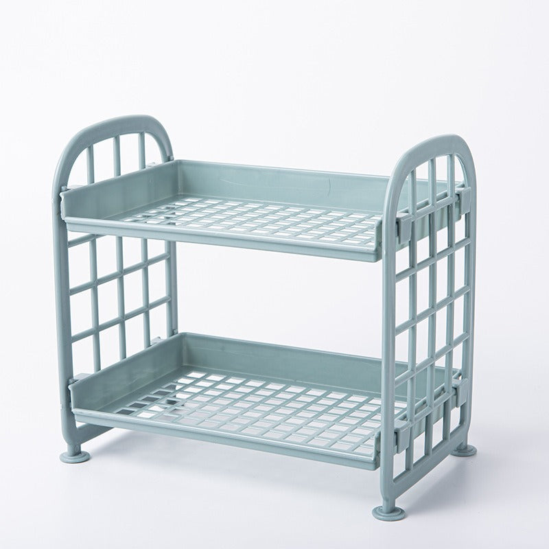 Double Storage Rack Kitchen Small Shelf Desktop Storage Rack Bathroom Sink Plastic Organizing Rack