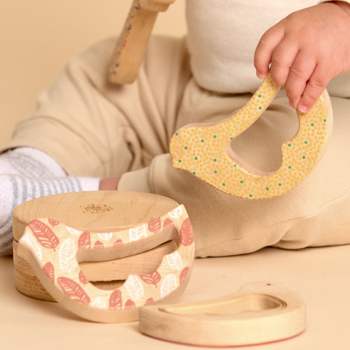 Solid Maple Wood Bird Rattle & Teether (Dots) – Natural Wooden Baby Toy | Made in the USA 🇺🇸