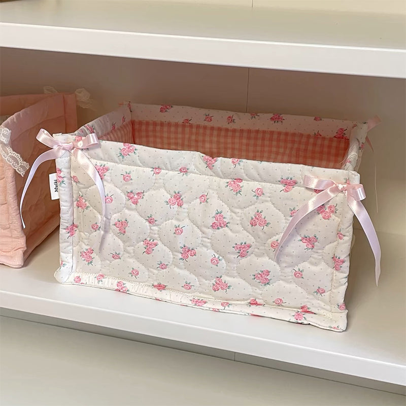 Quilted Square Desktop Storage Basket