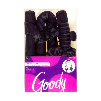 Goody Heatless Hair Curler Set with Claw Clips & Scrunchies – Black