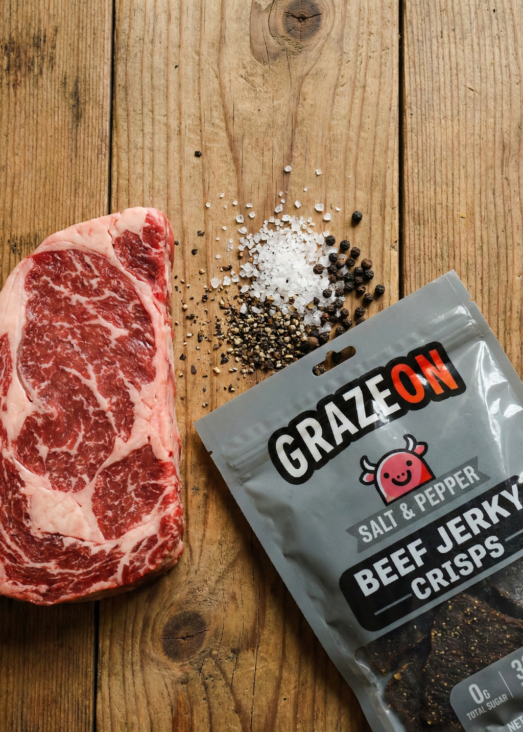 GrazeOn Salt and Pepper Beef Jerky 2.0 oz