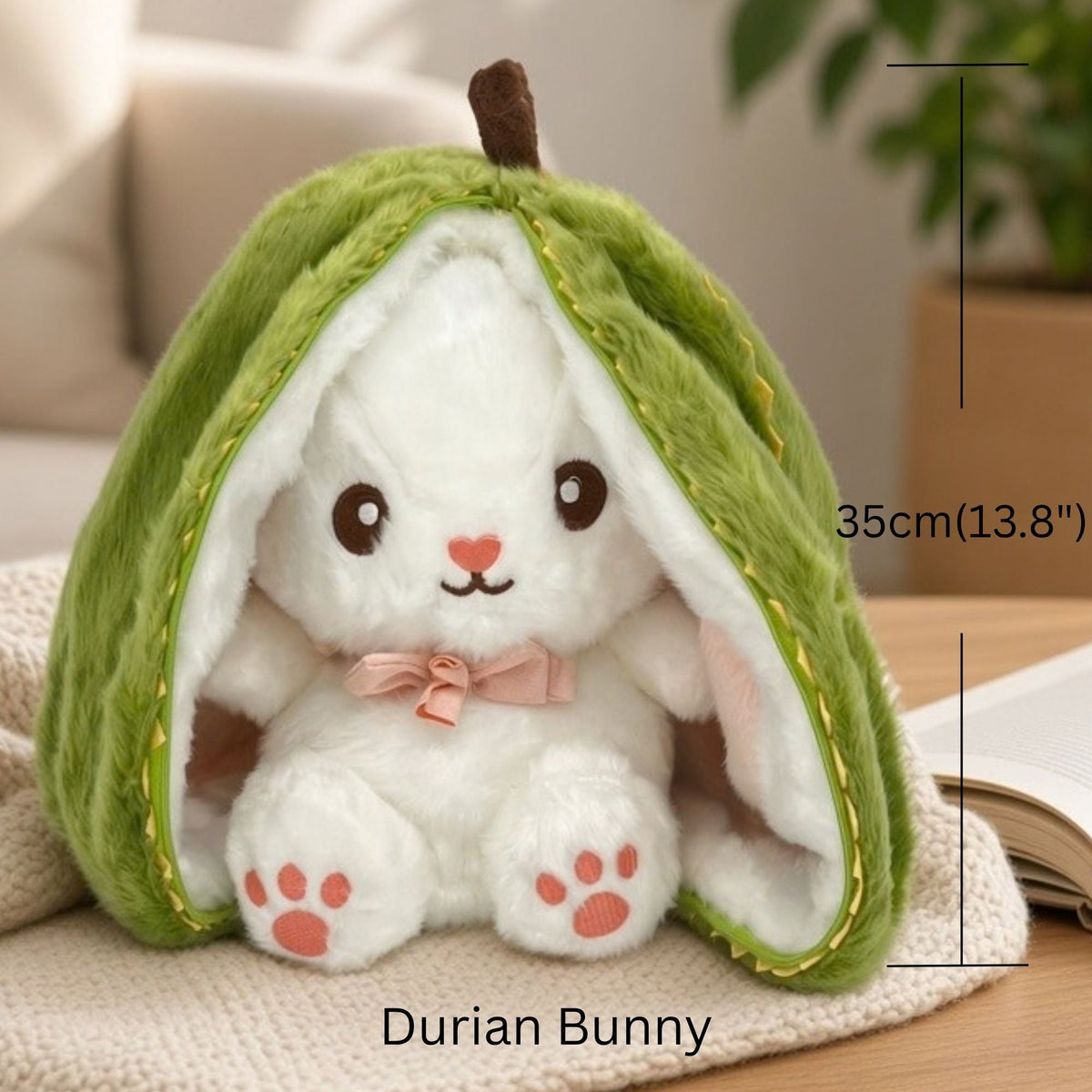 Reversible Strawberry Bunny Plush Toy Soft Polyester Stuffed Animal for Kids Hide and Seek Transforming Toy