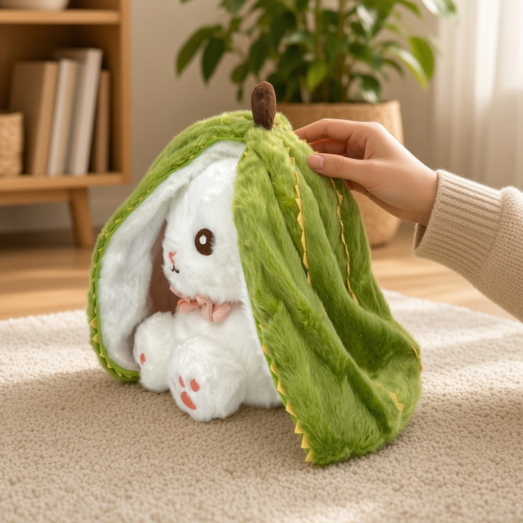 Reversible Strawberry Bunny Plush Toy Soft