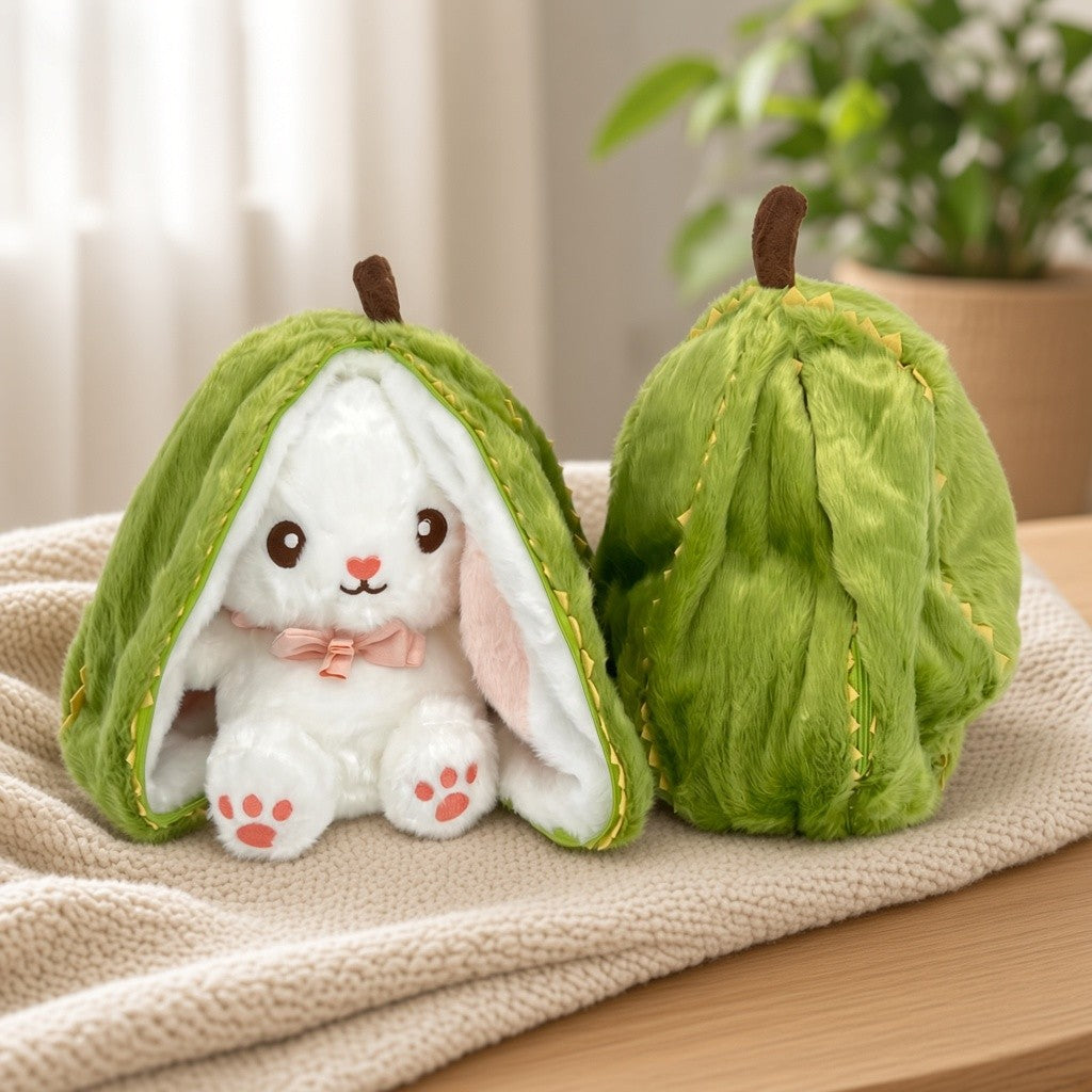 Reversible Strawberry Bunny Plush Toy Soft
