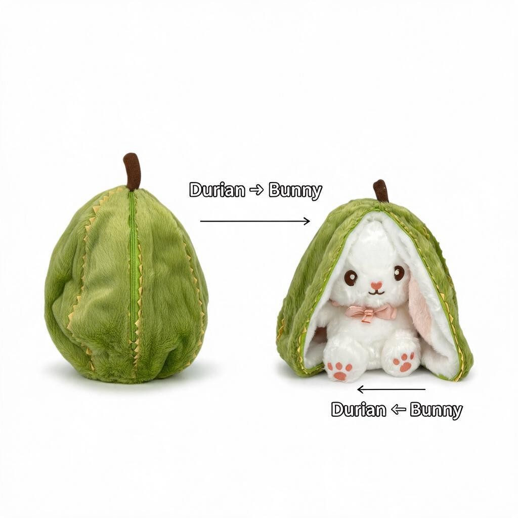 Reversible Strawberry Bunny Plush Toy Soft