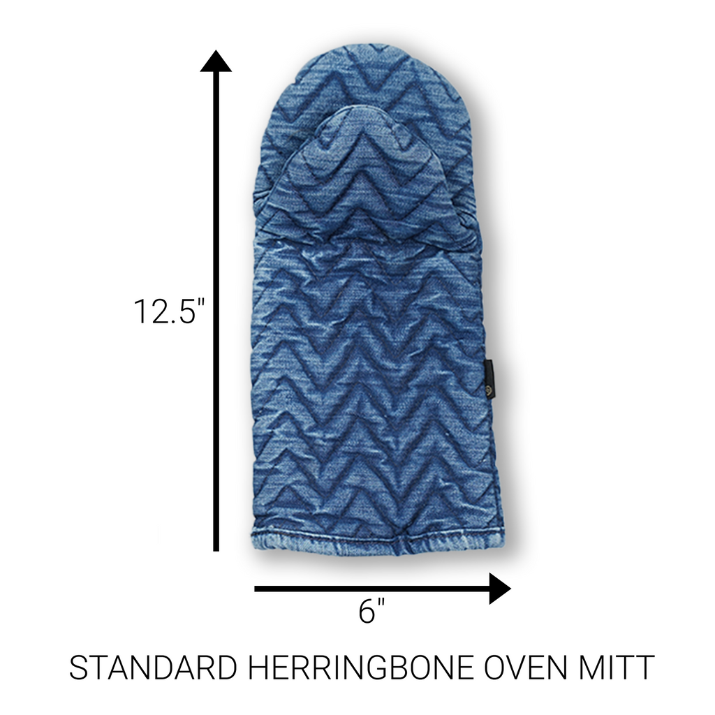 BUNDLE - STANDARD HERRINGBONE OVEN MITT, PAN HANDLE HOLDER AND HERRINGBONE TRIVET/POT HOLDER