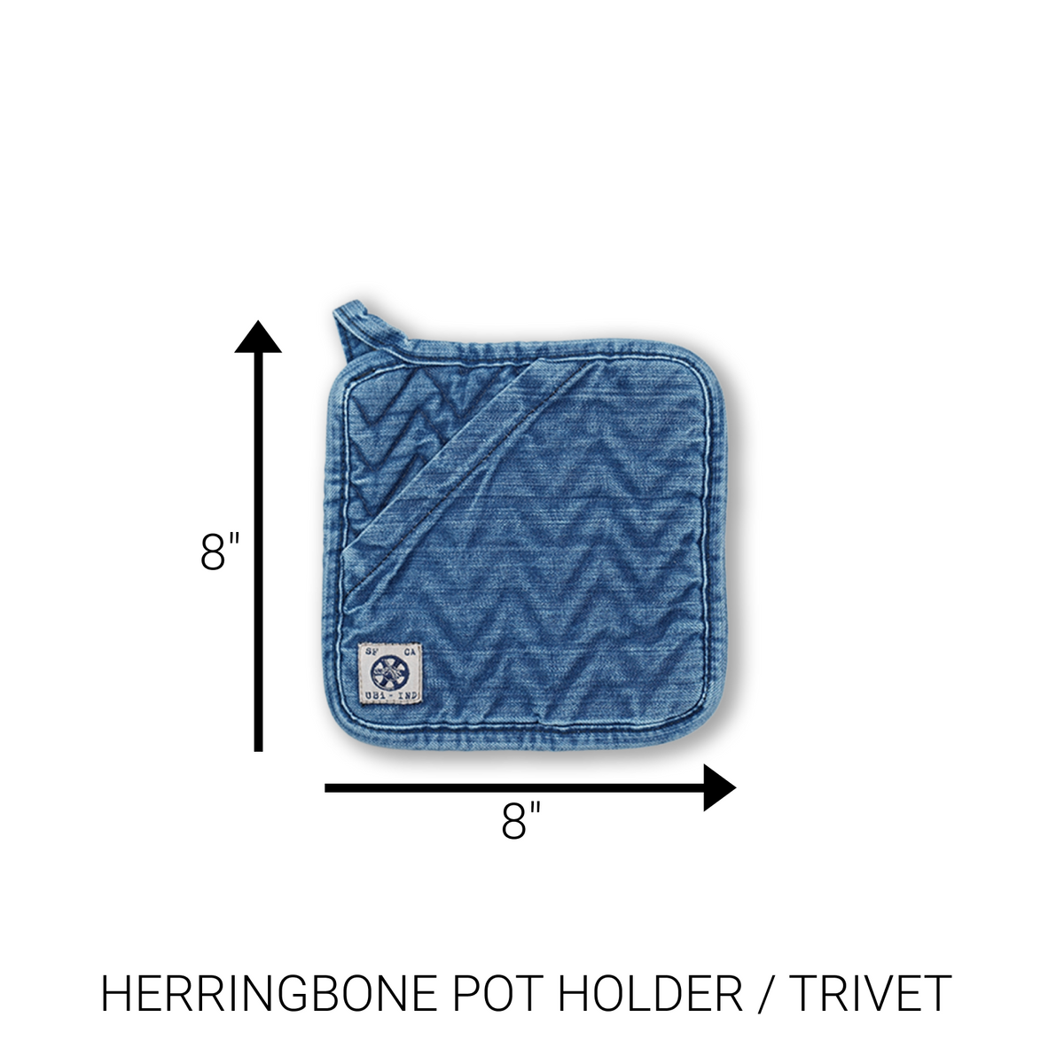 BUNDLE - STANDARD HERRINGBONE OVEN MITT, PAN HANDLE HOLDER AND HERRINGBONE TRIVET/POT HOLDER