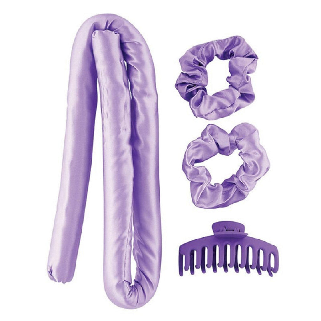 Purple Heatless Hair Curler Set – 4 Pieces