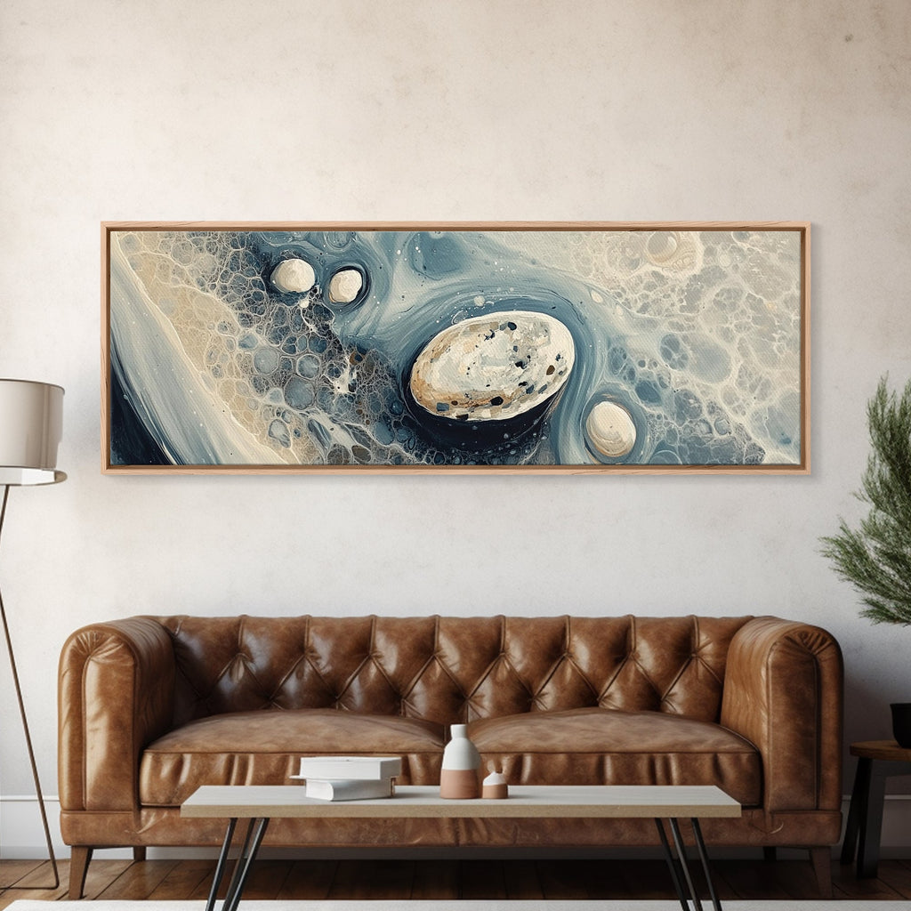 Fluid Abstract Pebbles Framed Canvas Print