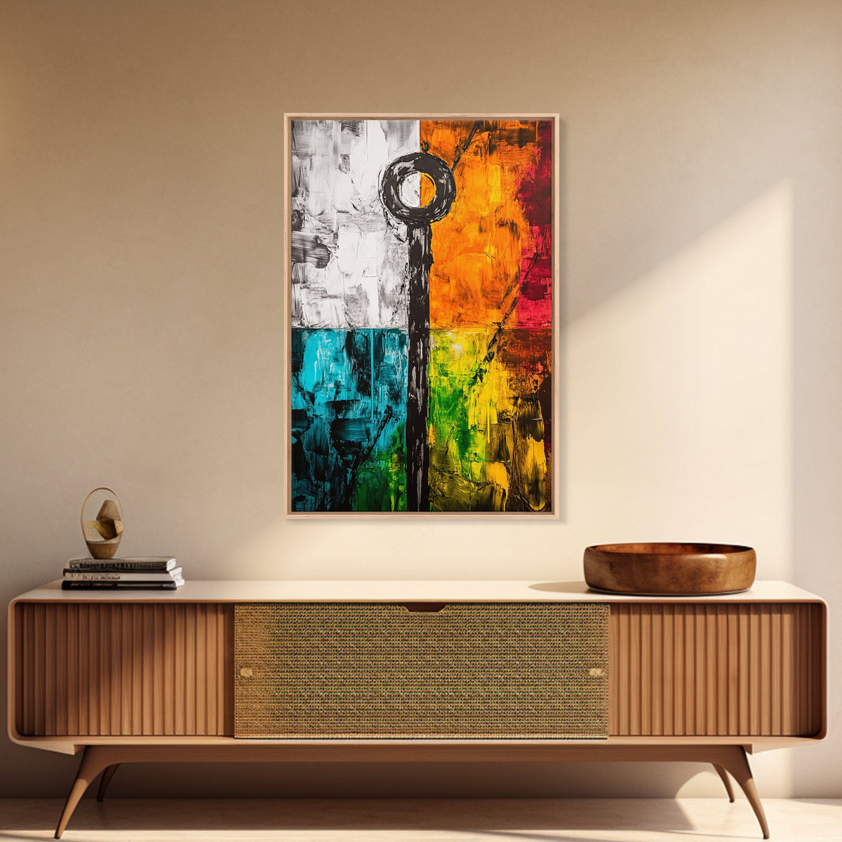 Abstract Color Blocks, Modern Geometric Art, Vibrant Home Wall Decor, Bold Colorful Painting, Contemporary Design, Framed Canvas Print