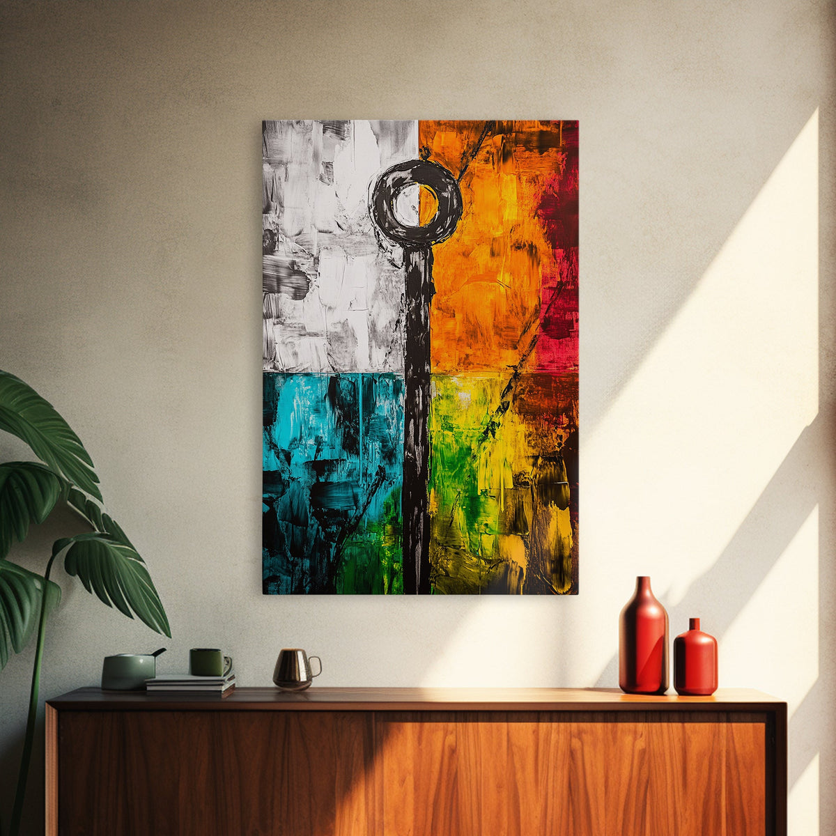 Abstract Color Blocks, Modern Geometric Art, Vibrant Home Wall Decor, Bold Colorful Painting, Contemporary Design, Framed Canvas Print