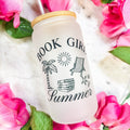 Book Girl Summer Frosted Glass Cup