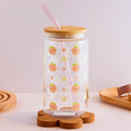 Peaches and Daisies 16 oz Glass Cup Set
