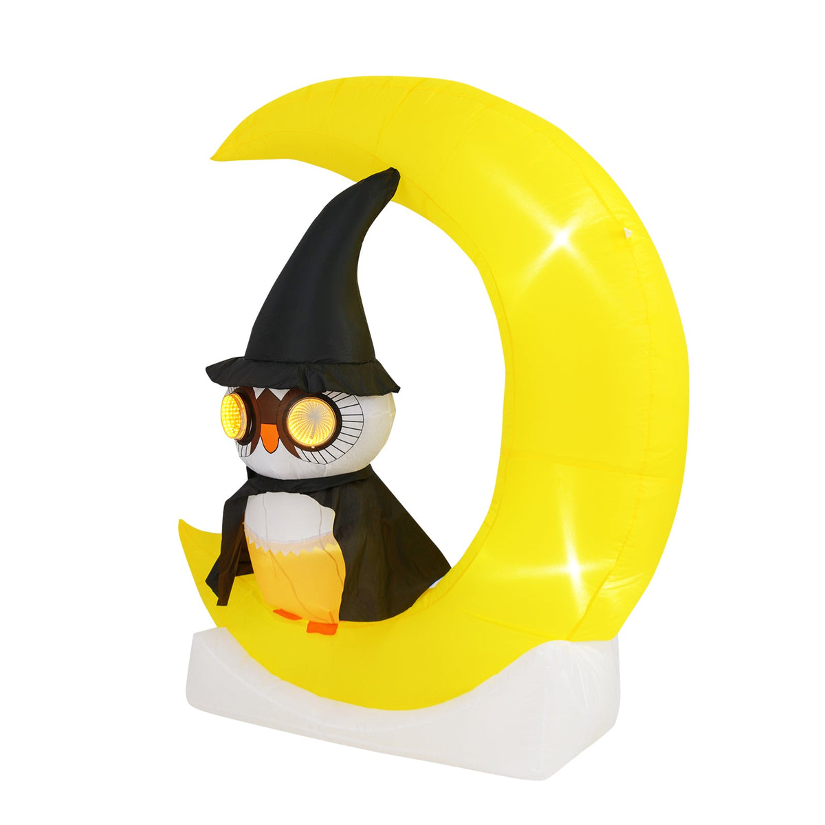 Light-Up Halloween Owl & Moon Inflatable