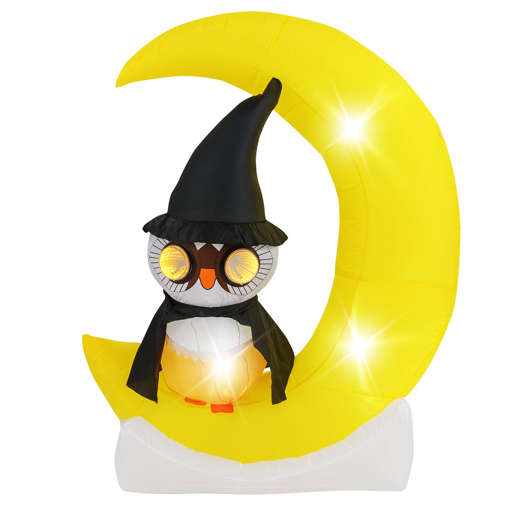 Light-Up Halloween Owl & Moon Inflatable