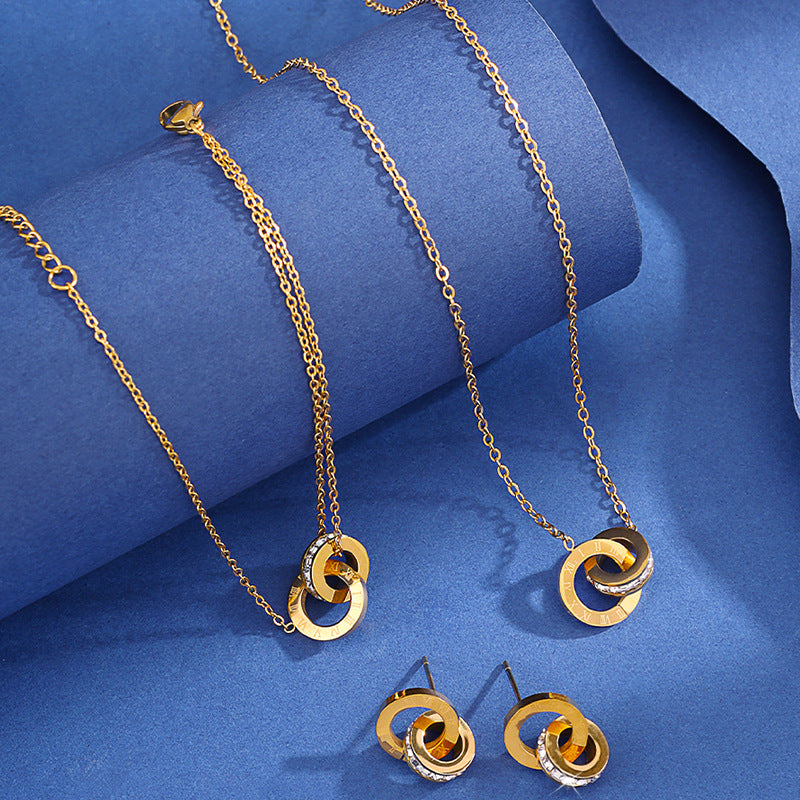 Fashion Double Ring Bracelet Necklace Ear