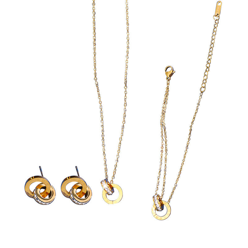 Fashion Double Ring Bracelet Necklace Ear