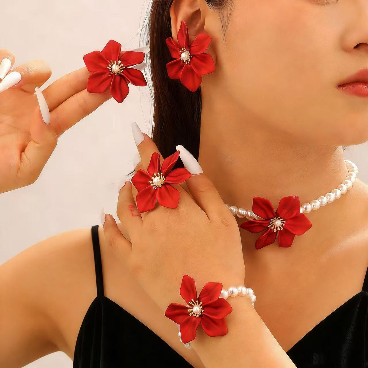 Fashion Luxury Faux Pearl Flower Jewelry