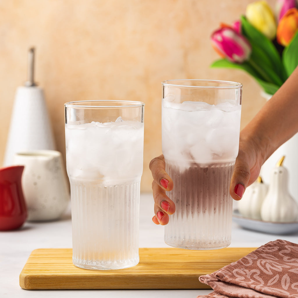 All Glass Juice Tumblers with Lid 20 oz 2 Pack