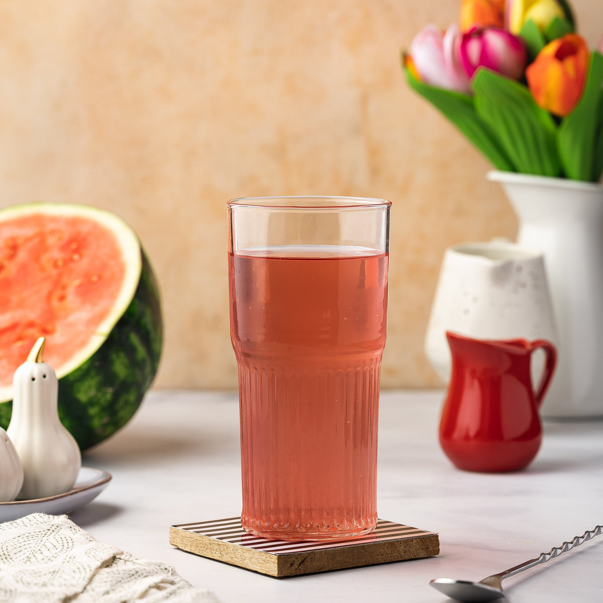 All Glass Juice Tumblers with Lid 20 oz 2 Pack
