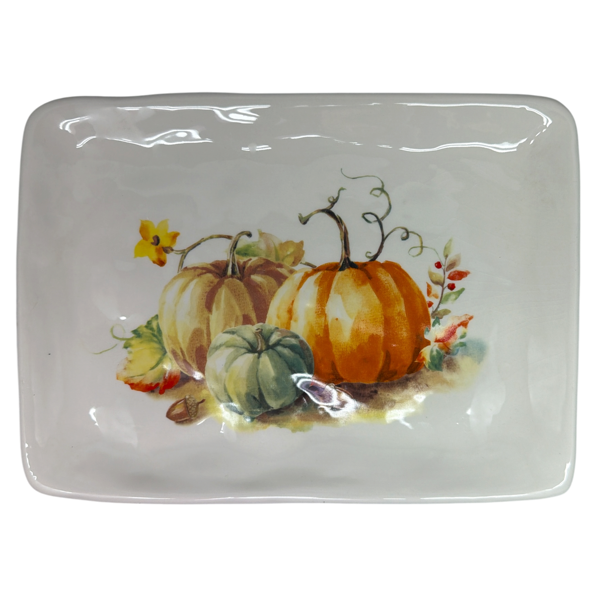 Painted Pumpkin Ceramic Serving Platter