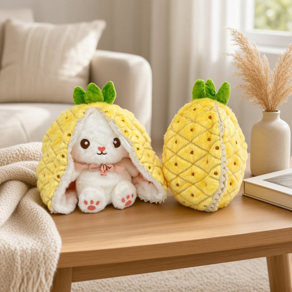 Reversible Strawberry Bunny Plush Toy Soft