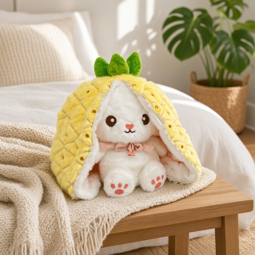 Reversible Strawberry Bunny Plush Toy Soft