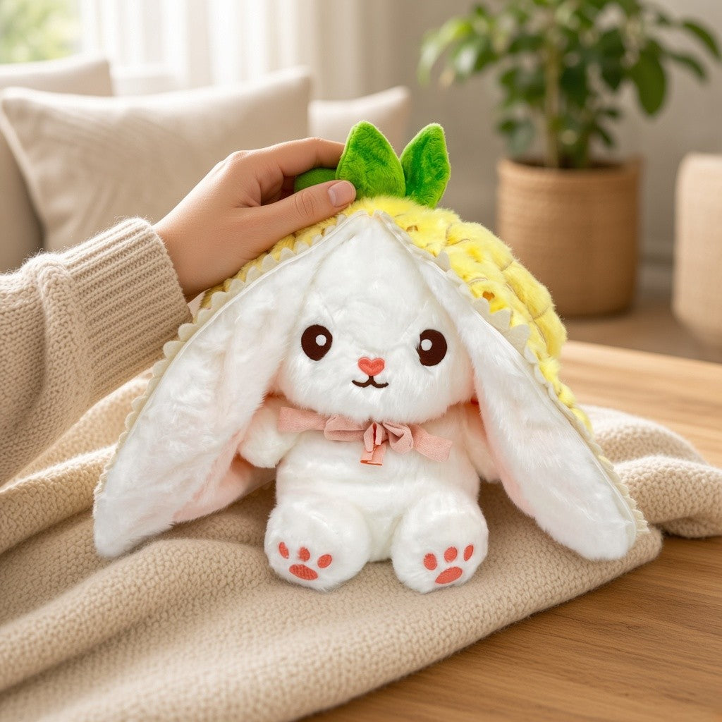 Reversible Strawberry Bunny Plush Toy Soft