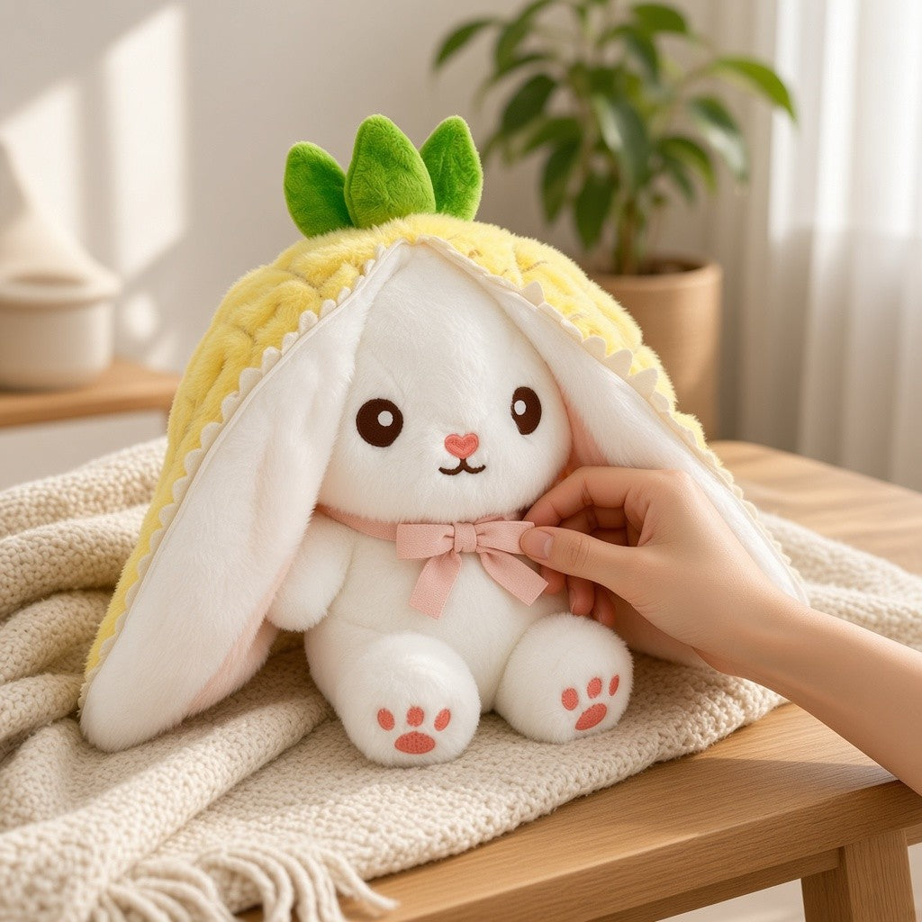 Reversible Strawberry Bunny Plush Toy Soft