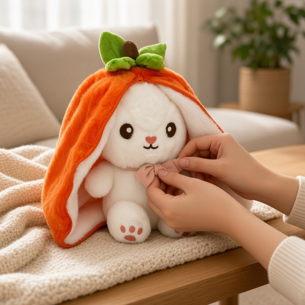 Reversible Strawberry Bunny Plush Toy Soft